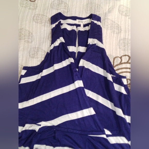 ⭐ BCBG GENERATION STRIPE COTTON TANK MINI DRESS SUNDRESS SIZE 1 - Picture 2 of 9